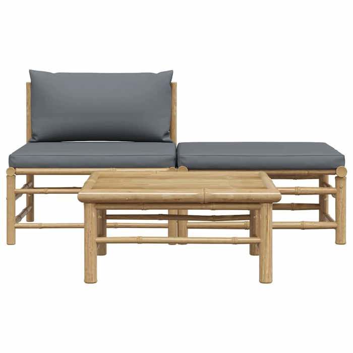 Maison Exclusive - Salon de jardin 3 pcs avec coussins gris foncé Bambou