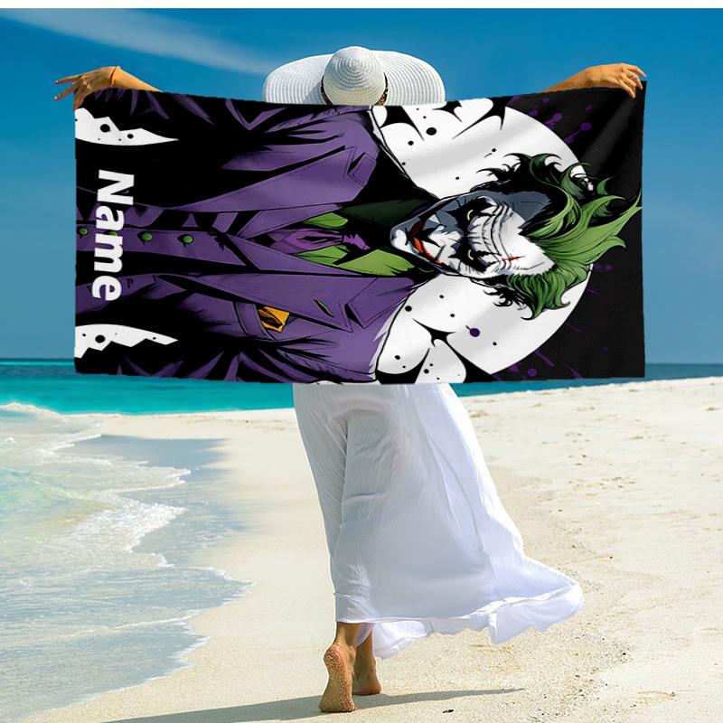 Custom Name Ultra-Soft Beach Towel with Joker Theme,Ideal for Pool - Camping, Diving - Perfect Travel Essential, Vibrant Beach Towel.