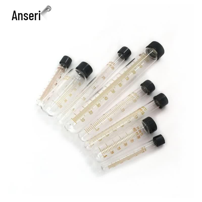 Ansairui 10ml Graduated Glass Test Tube, Screw Cap (5-Pack)
