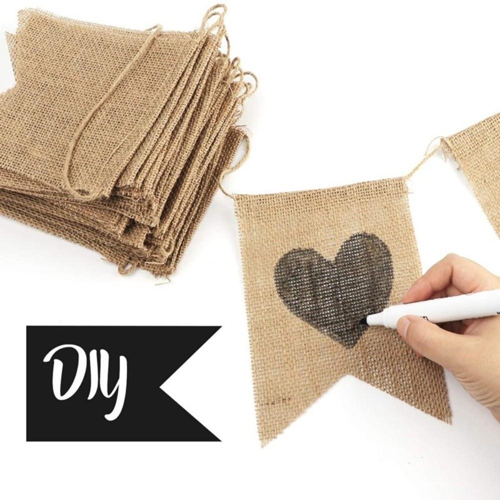 4.3M Length Jute Hessian Flag Garland Triangular Shape Triangular Bunting Garland Birthday Party