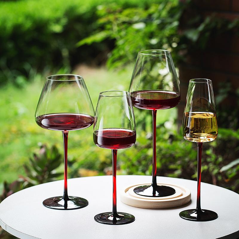 2PCS Red Pulled Stem Crystal Wine Goblet Handmade Personality Red Wine Glass Tasting Cup Home Bar Wedding Party Using