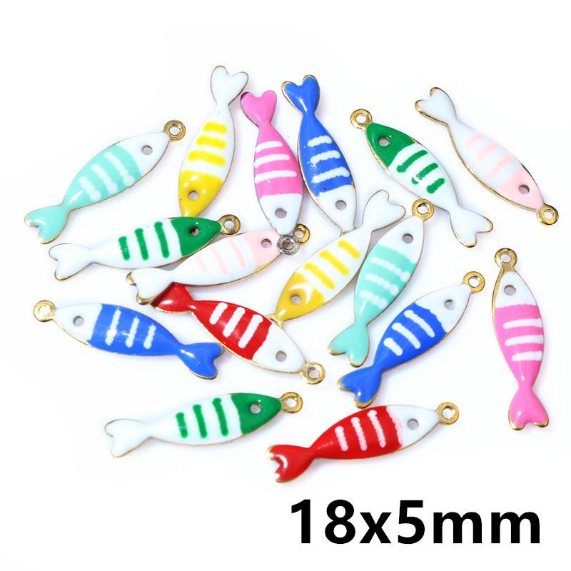 20pcs Random Mix Cute Stainless Steel Enamel Charms Pendant Fish Starfish Flower Evil Eyes DIY Jewelry Making Accessories