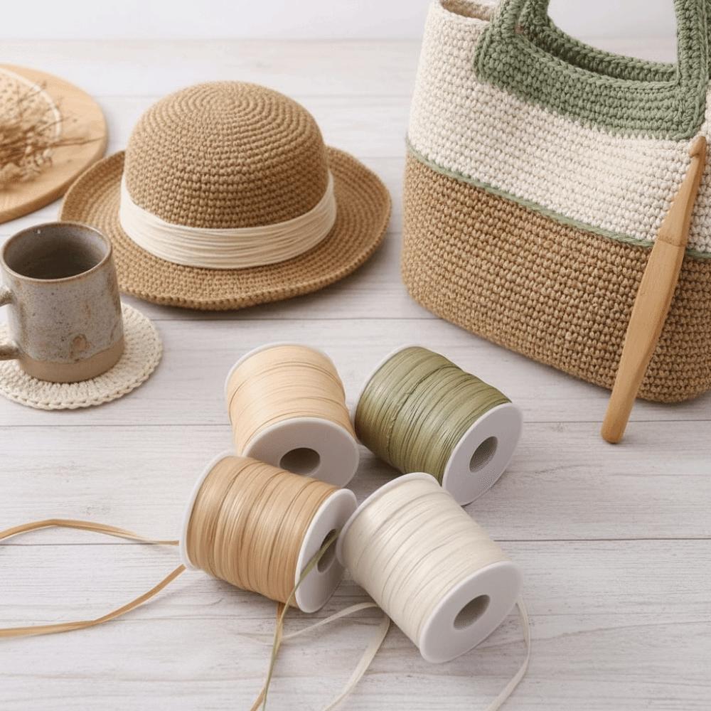 Eco-Friendly Hook Hat Ribbon 120M Per Roll Crochet Yarn Raffia Thread  Bags and Hats