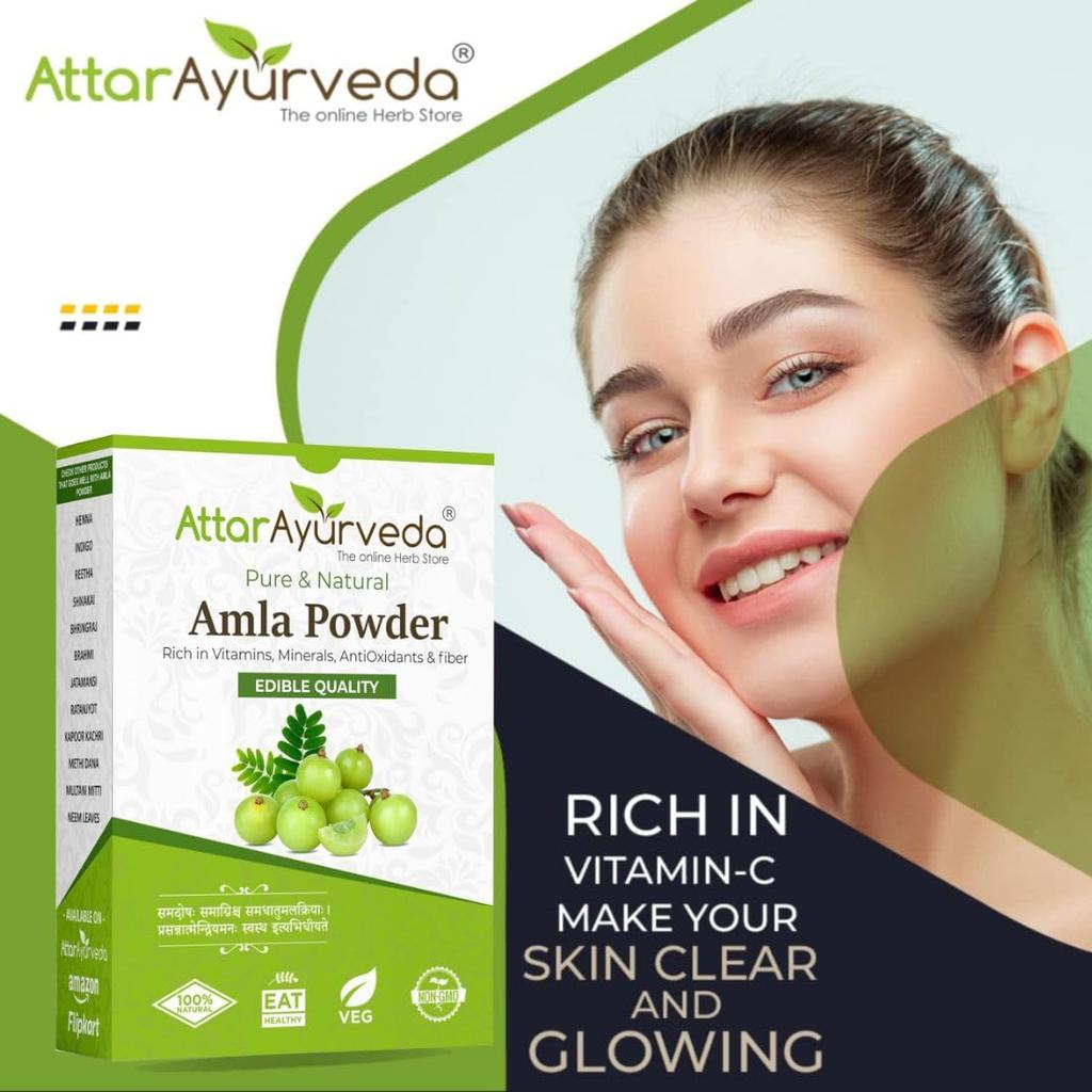 Attar Ayurveda Pure Amla Powder 250 G Edible Grade Herbal Powder For DIY Hair Care Skin Care And Home Beauty Use