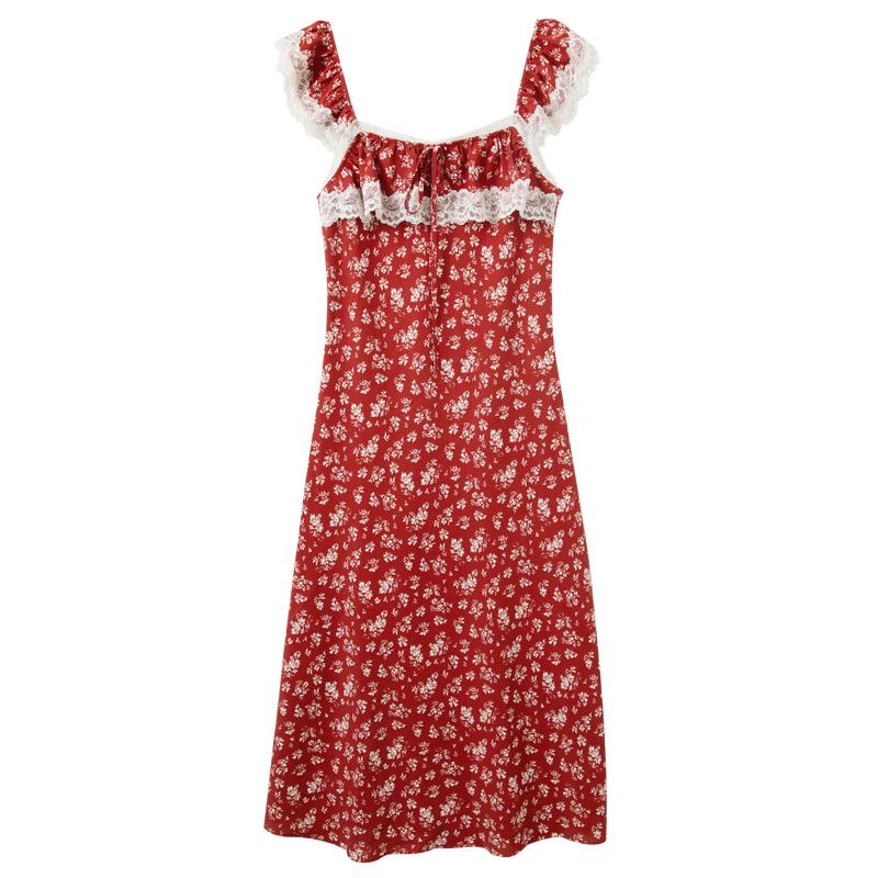 Sancai Women s Floral Lace Square Neck Sleeveless Maxi Dress S