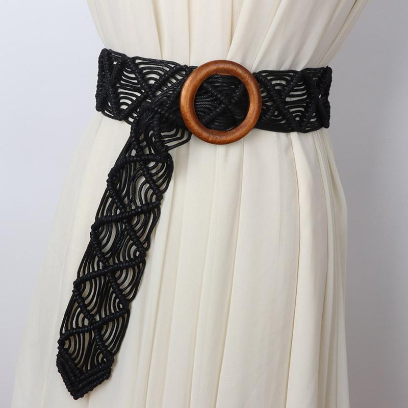 1 stuks Vintage Taille Riem; Brede Boheemse Decoratie; Veelzijdige jurk; Mode Vetersluiting Riem voor Dames; Geschikt voor Dagelijks. 105CM gray