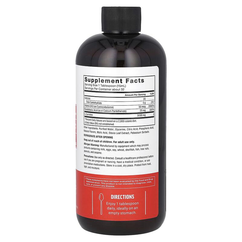 L-Carnitine Liquid, Berry, 3,000 mg , 16 fl oz (473 ml)