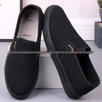 New 3153 Black Canvas Slip-On Shoes with Cow Tendon Sole - Comfortable, Breathable Casual Footwear