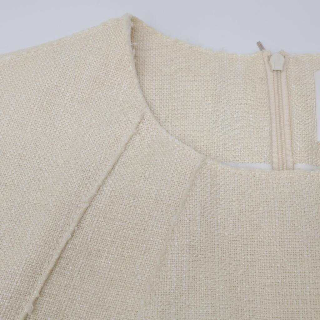 BOSS Ivory sheer pleated belted sleeveless one-piece dress 44 off whiteUsed