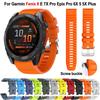 Quickfit 26/22mm Watchband Straps For Garmin Fenix 8 E 7 7X Pro 6 6X Solar 5X 5 Epix Pro 2 Smartwatch Silicone Silver Clasp Band