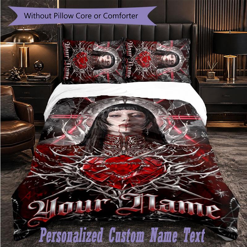 Personalized 3Pcs Bedding SetLady Gaga Custom Text Duvet Cover Pillowcase Set Bedroom Gift