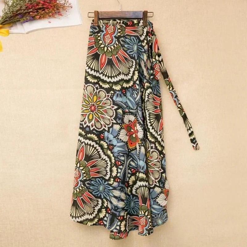 Gonna a Wrap Pizzo Stampa Divisa Y2K Gonna da Vacanza Donna Vita Alta Bodycon Gonna Irregolare da Spiaggia