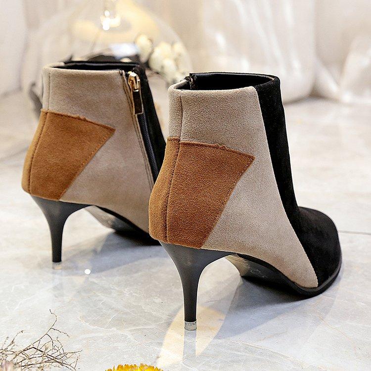 Mote ankel vinter kvinner Støvler 2 stil casual Komfortable støvler glidelås Høye hæler kvinner Støvler sko kvinner pumpsyhj89