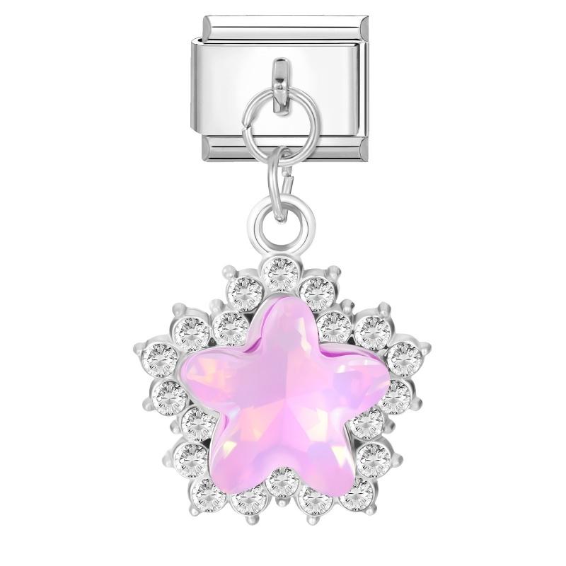 Women Fashion Zircon Star Butterfly Golden Heart Tassel Chain Italian Charms Fit 9mm Stainless Steel Bracelet DIY Jewelry Gift