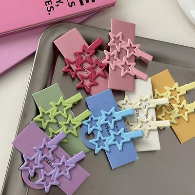 Candy-colored Alloy Star Clip Broken Hair Side Bangs Clip Sweet Hair Clip Colored Metal Duck Beak Clip Hair Accessories