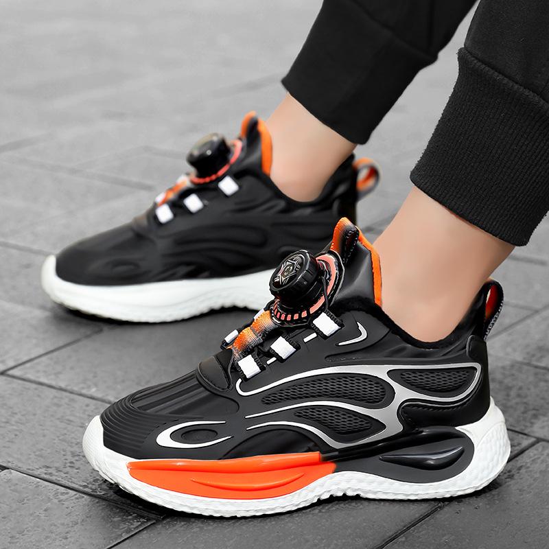 

Boys Warm Cotton Sports Shoes with Rotating Button – Autumn/Winter Trendy Running Sneakers for Kids 32