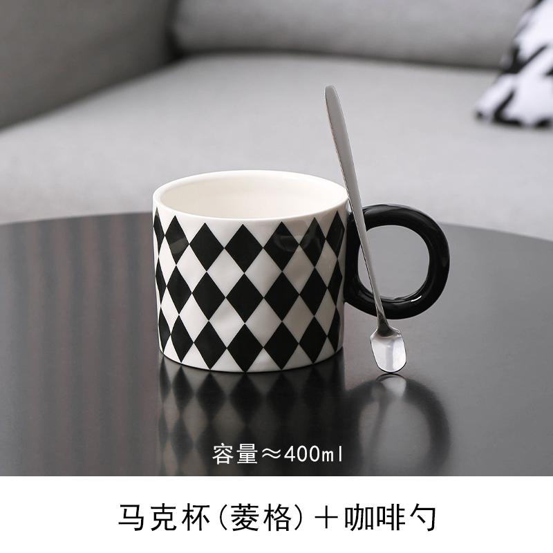 High-color Value Mug with Lid and Spoon Ceramic Coffee Cup High-grade Exquisite Female Milk Cup Office Couple Water Cups