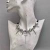 Retro Y2K Long Spike Rivet Necklace Stainless Steel Cross Hip Hop Necklace for Women Vintage Grunge Style Party Jewelry