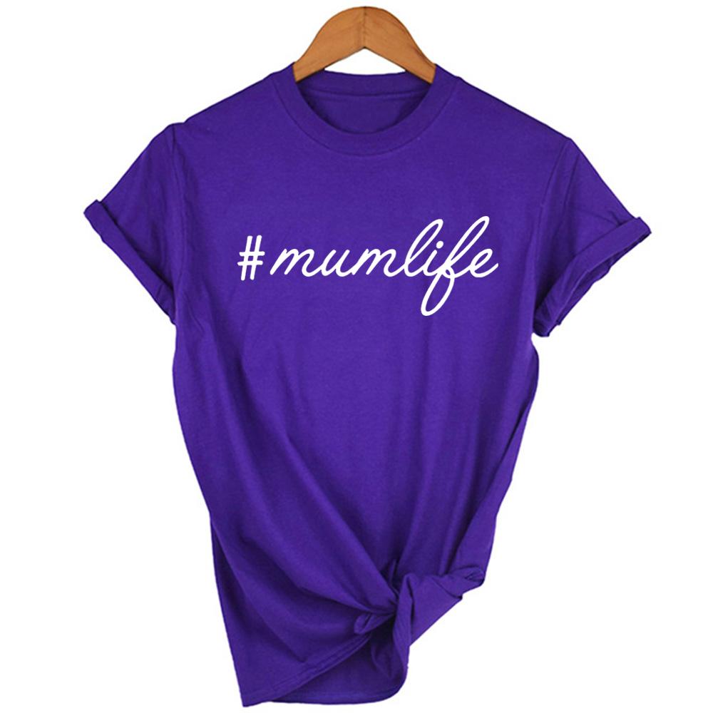 Summer Women Tee With Mumlife Letter Short Sleeve Round Neck Mom Life Female T Shirts Mother