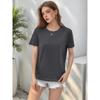 Top casual nou de vară pentru femei, tricou cu mânecă scurtă și gât rotund larg