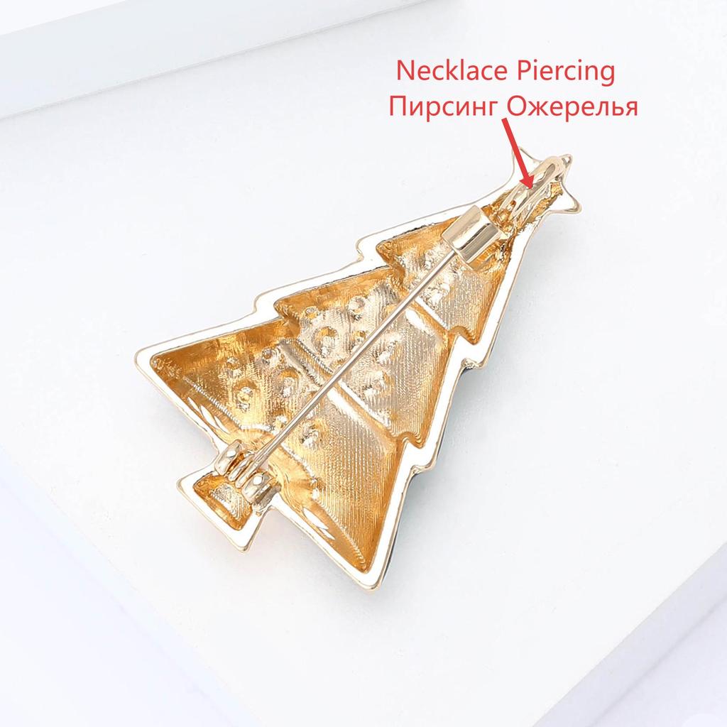 Christmas Classic Rhinestone Tree Brooches for Women Unisex Enamel Plant Pin Event Party New Gift Decoration Clothes Accessories