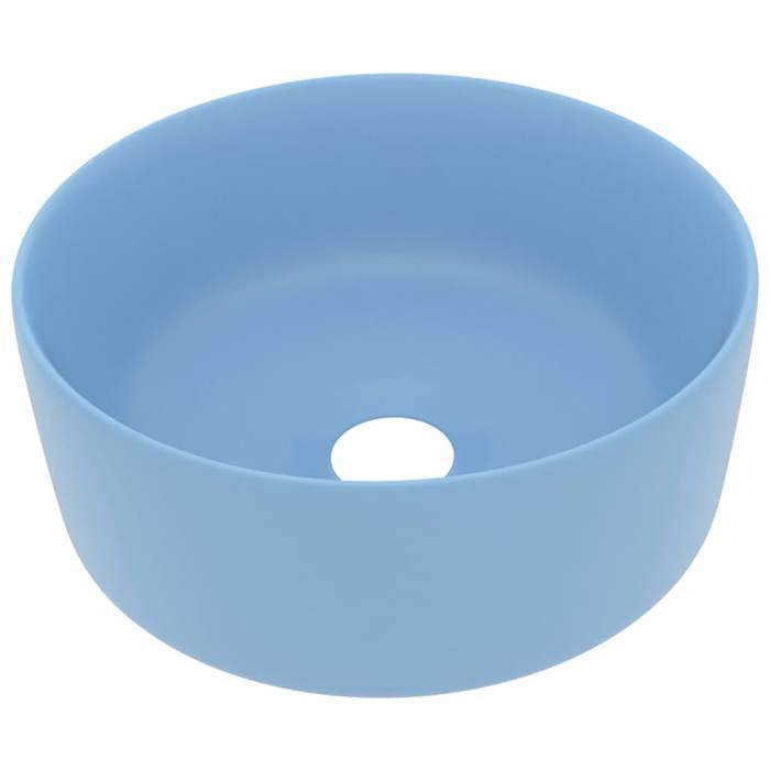 VidaXL Lavabo Rond de Luxe Vasque à Poser de Toilette Lave-mains de Salle de Bain Vestiaire Cuisine Maison Intérieur Bleu 147011