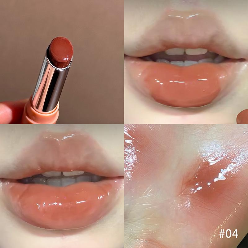 CACE Peach Heart Hydrating Mirror Lipstick: Long-Lasting, Non-Transfer, Whitening & Plumping Nude Glaze.