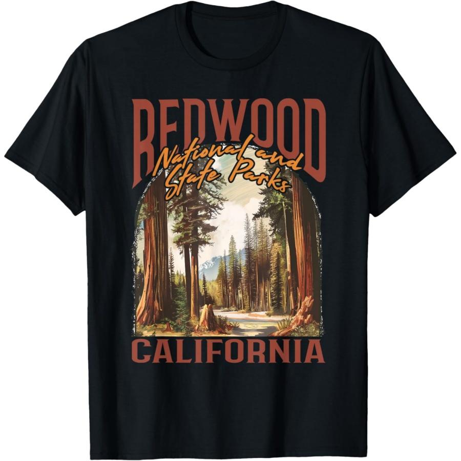 Redwood USA National Park Vintage California Outdoors Retro T-Shirt S