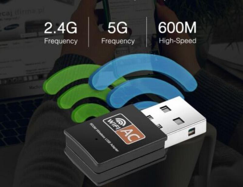 600Mbps WLAN Stick 2.4GHz /5GHz Dual Band WIFI Dongle USB Wireless Adapter AC
