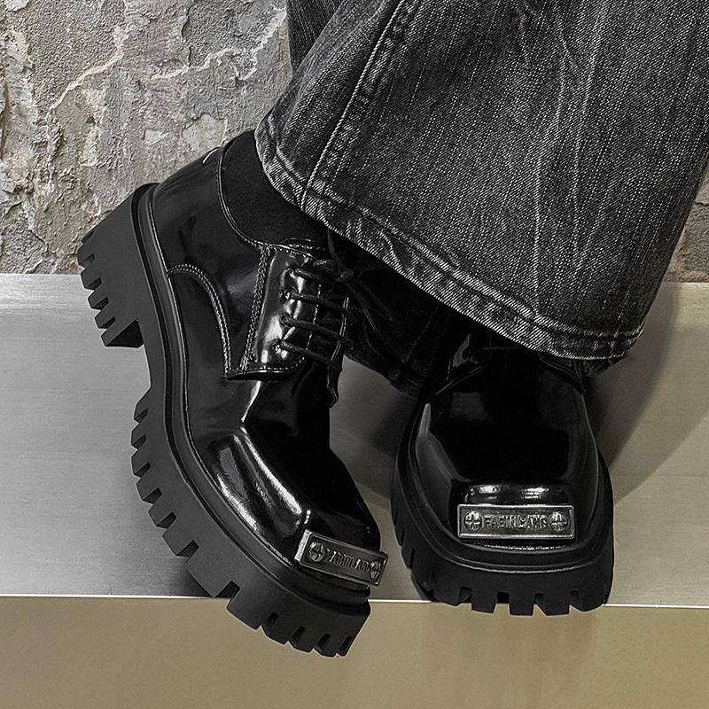 Fashion Lacquer leather men's shoes Luxury designer minimalist style Office Daily Leisure Business Outdoor thick soled youth shoes
