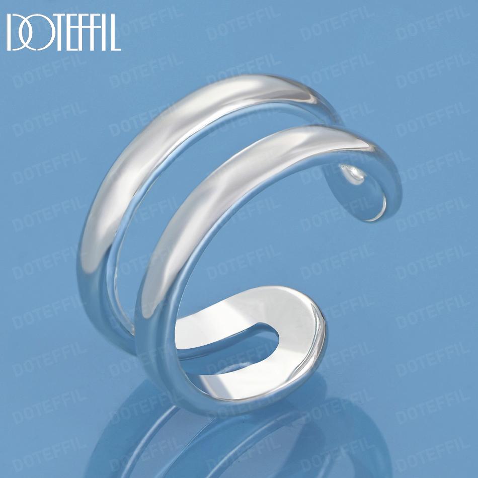 925 Sterling Silver Double Line Women's Couple Ring Charm Wedding Jewelry