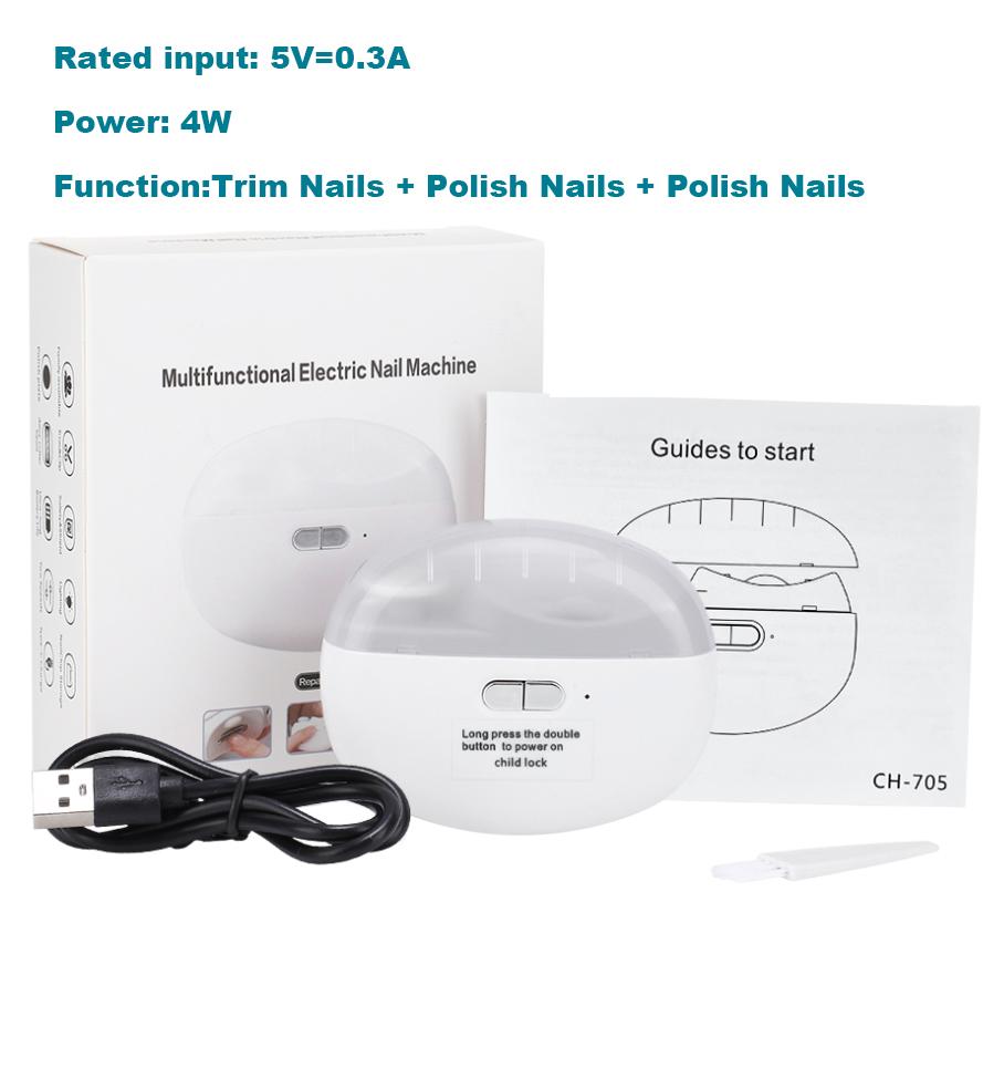 Electric Nail Clipper Automatic Grinding & Polishing with Light Nail Cutter Manicure for Baby Adult Rechargeable Nail Trimmer