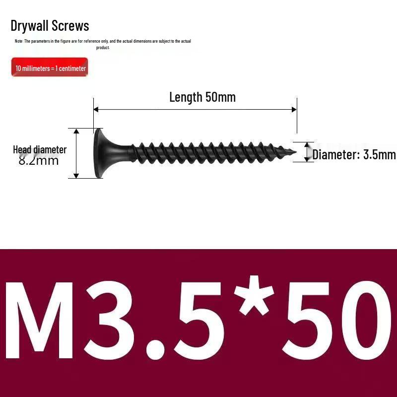 High-Strength Black Phosphated Drywall Screws with Fine Thread for Ceiling & Woodworking