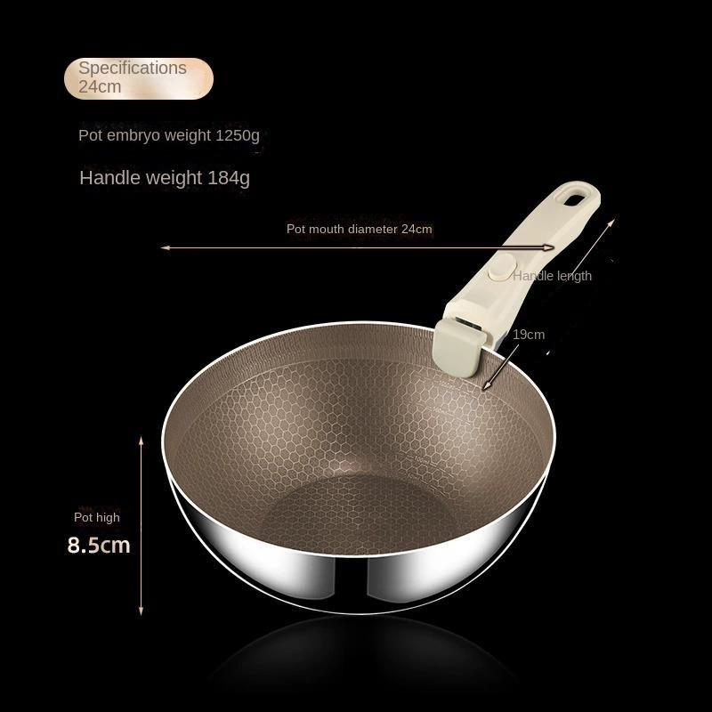 316L Titanium Stainless Frying Pan Uncoated Honeycomb Non-stick Pan Suitable For fryer Cooking Multi-purpose Kitchen Cookware
