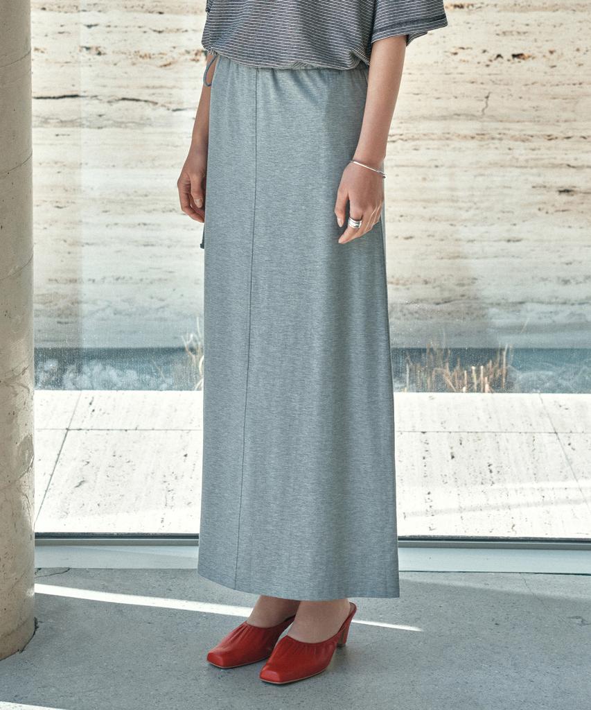 Siyajyu Sist9064 Flow Tension Banding Skirt_Melange Gray
