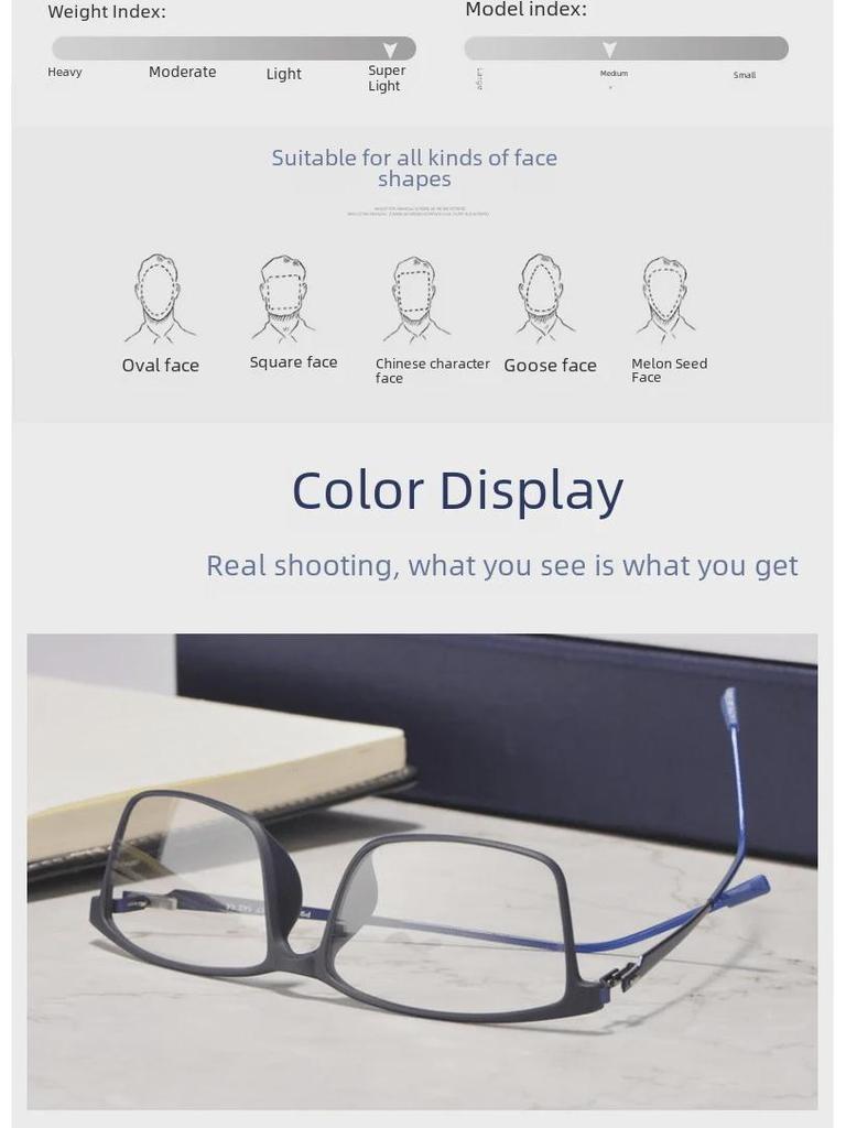 Ochelari BESIFEN E0207 Ultra-Ușori TR90 cu Ramă Completă pentru Bărbați - Ochelari Confortabili pentru Miopie pentru Fețe Mari