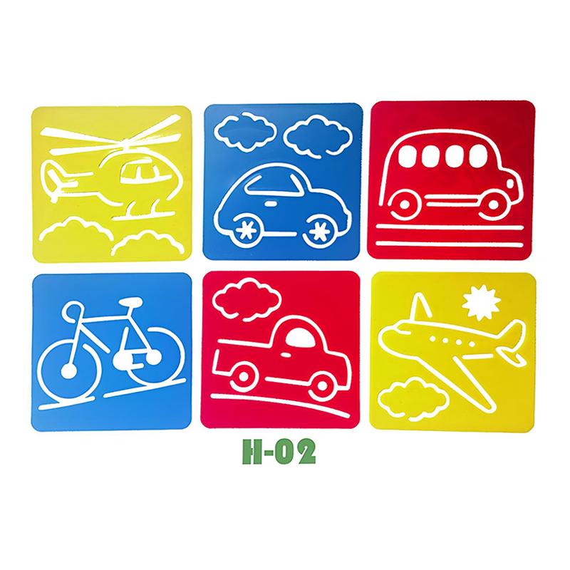 6PCS Hollow Out Painting Template Washable Reusable Plastic Graffiti Ruler DIY Paint Tool Creative Craft Drawing Accessories ZYF