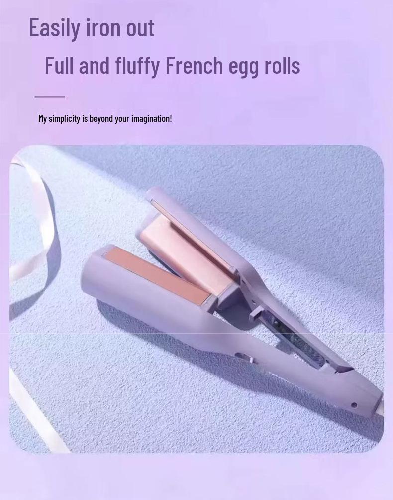 French Water Wave Deep V Curling Iron - 32mm Egg Roll Design, Long-Lasting Style, Hair-Safe