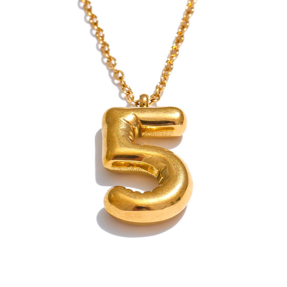 Yhpup Wholesale Stainless Steel Thick Numeral Pendant Necklace PVD Plate Water Resistant Metal Trendy Versatile Jewelry