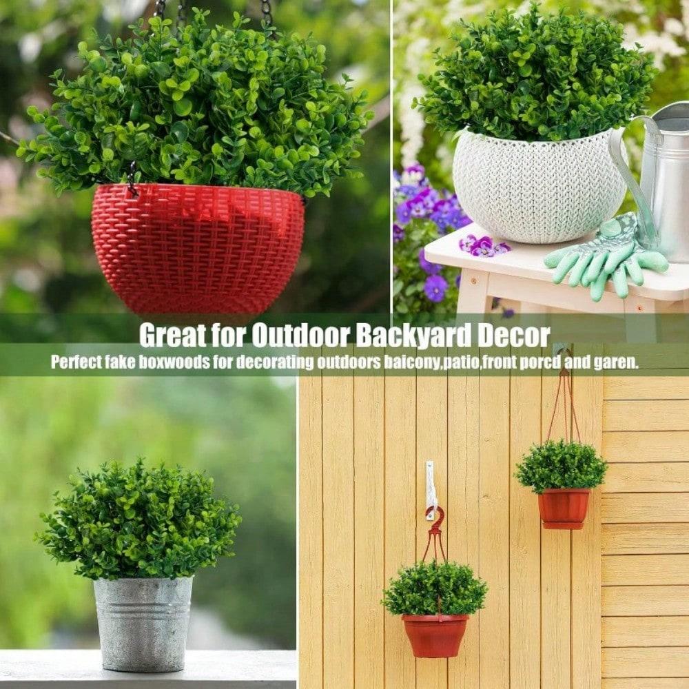 5 Bundles Artificial Green Plants Boxwood Shrub Grass - UV Protection Realistic Foliage Low-Maintenance, Versatile Decor