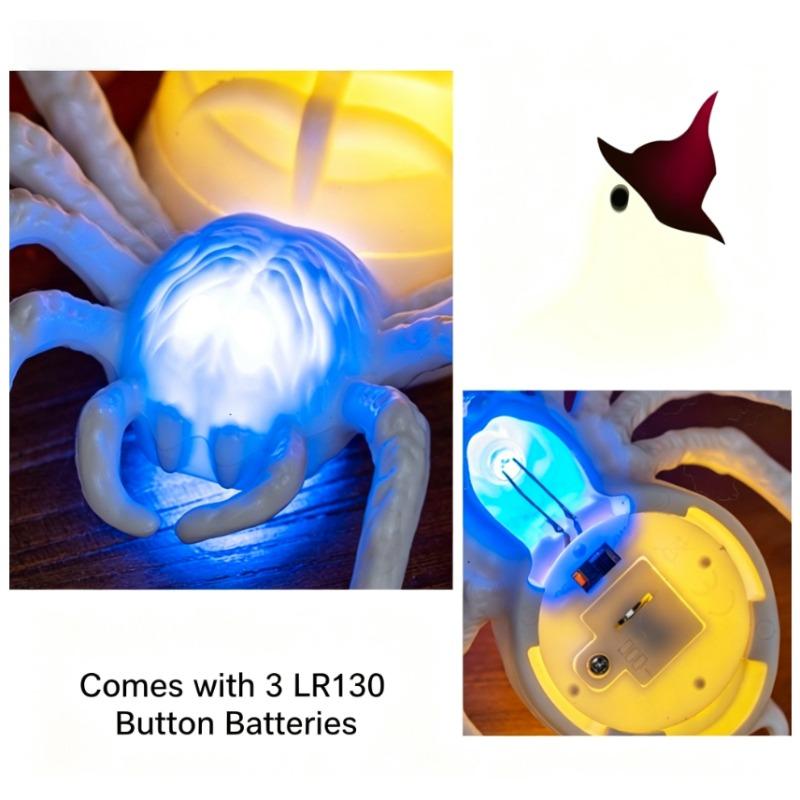 16pcs Halloween Light Up Spider Figurine, Realistic LED Glowing Spider Statue, Indoor & Outdoor Home Party Decorations