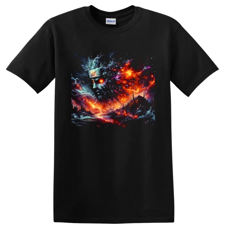 Uzumaki Cosmic Ninja T Shirt w/ Fiery Storm Fantasy Anime Graphic Tee