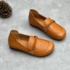 Women's Handmade Leather Shoes Spring and Summer Round Head Flat Soft Leather Soft Sole Casual Leather Shoes