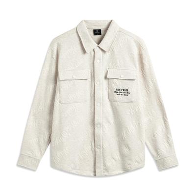 Li Ning Wade Series Letter Single-Breasted Collar Loose Long Sleeve Jacket Men Jacket Floral-Gray Tile-Gray AFDV547-3