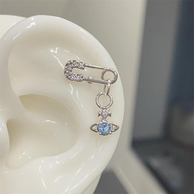 1 PCS New Fashion Cute Pink Zircon Crystal Ear Bone Nail 316L Medical Titanium Steel Earrings for Women Punk Jewelry