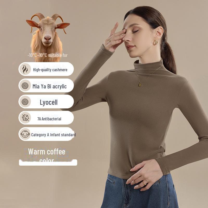 Women's Slim Fit Autumn Cashmere Turtleneck: Long-Sleeve Thermal Top, Ideal As Outerwear