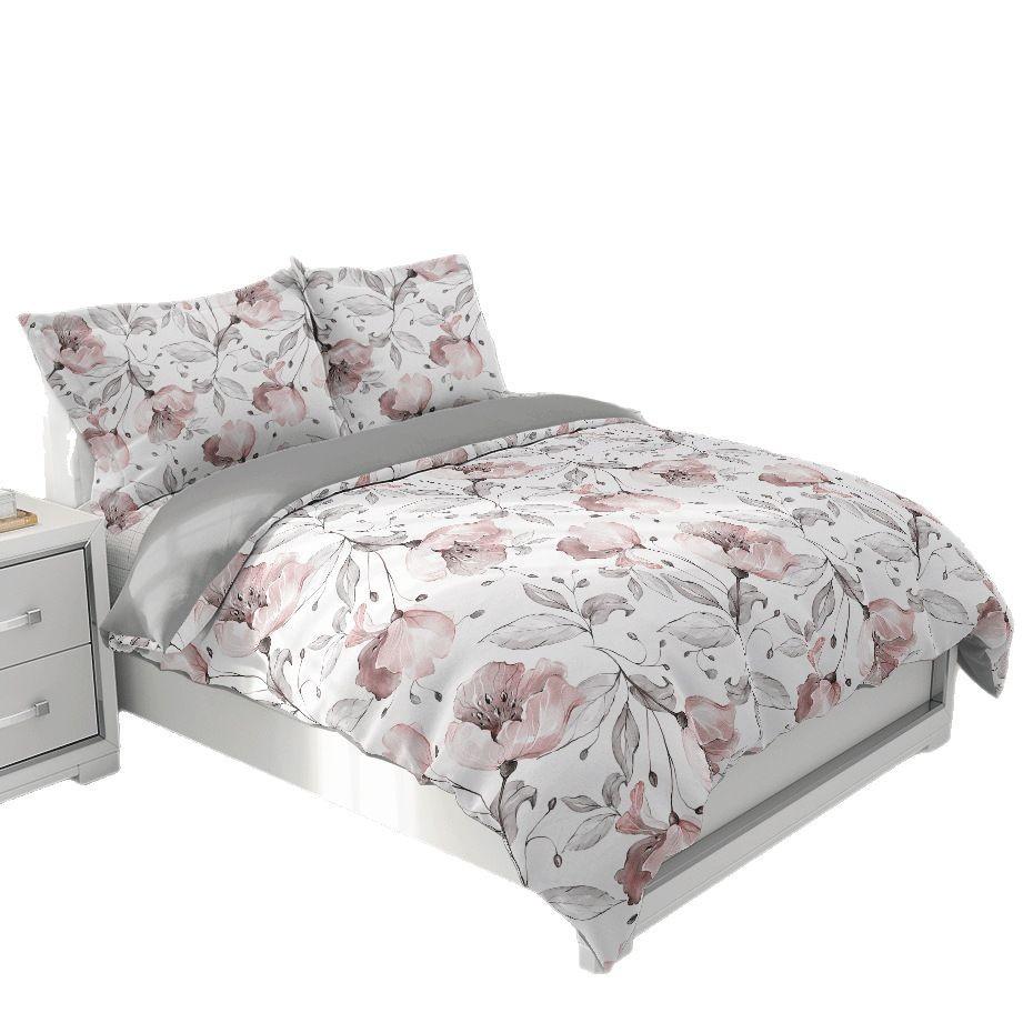 Fresh And Simple Flower Spring And Summer Three-Piece Set Tk3D Digital Printing Quilt Cover Bedding