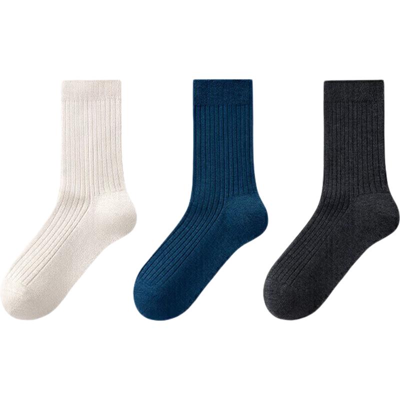 Wool Blend Ribbed Crew Socks Men темно серый