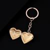 Heart-Shaped Metal Keychain with Cross Pattern and Photo Frame, Stainless Steel, DIY Mirror Finish