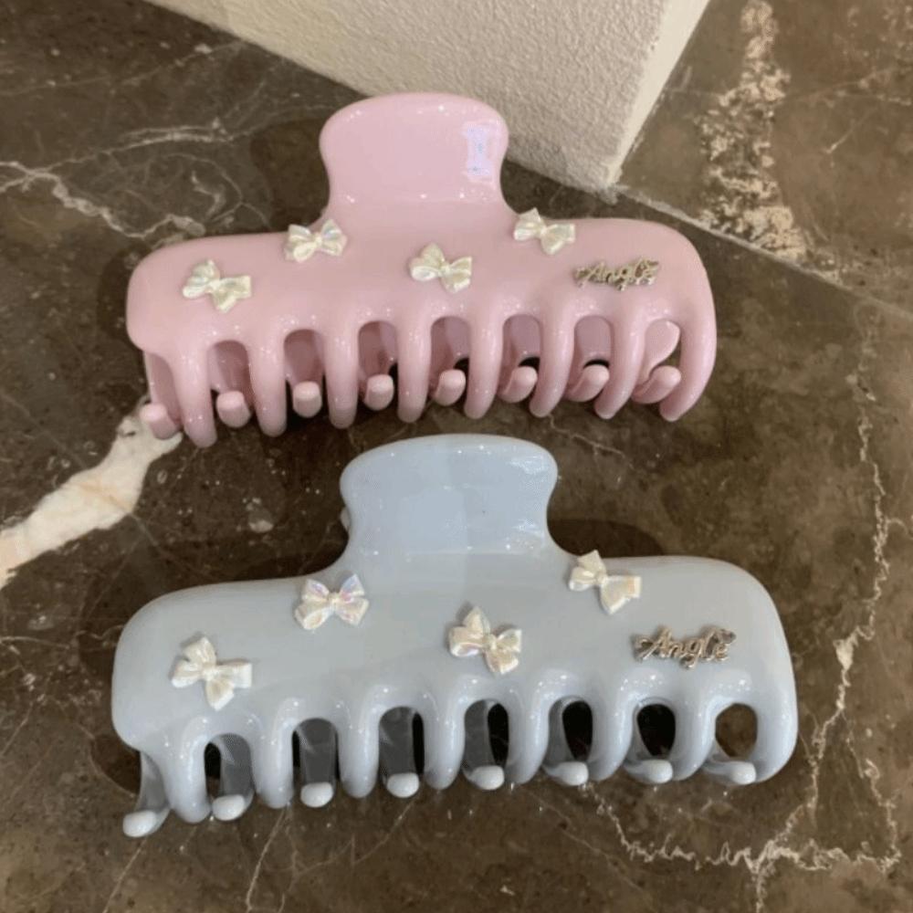 Plastic Bow Hair Claw PC Large Shark Clip Personalized Bowknot Hair Clip  Streetwear